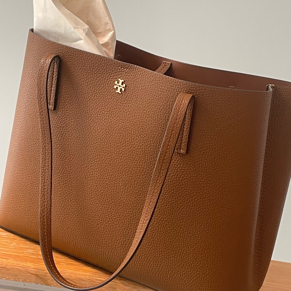 Tory Burch Brown Pebbled Leather Tote Versatile Design